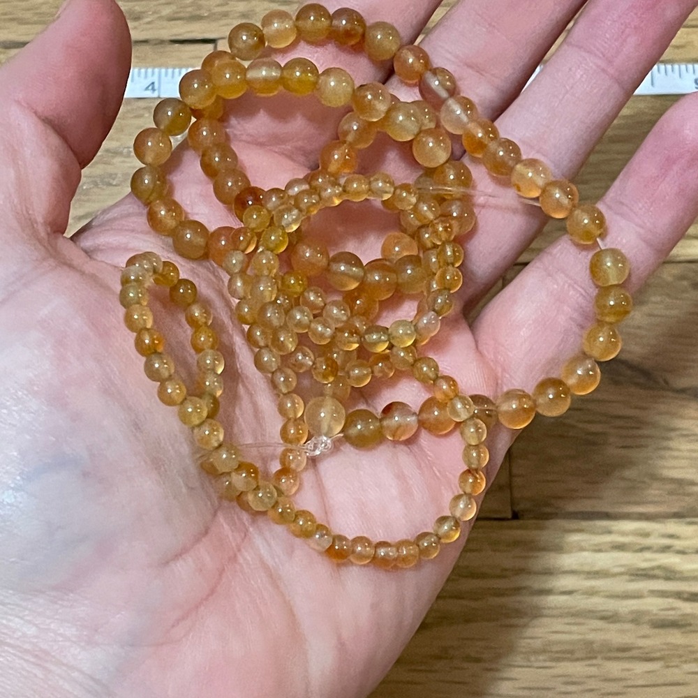 Natural Honey Amber Yellow Round Beads Two Sizes Polished Stone Jewelry Making